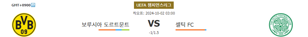 2024-10-02 UEFA 챔피언스리그, 보루시아 도르트문트 vs 셀틱 FC: 압도적인 홈팀의 승리가 예상되는 이유