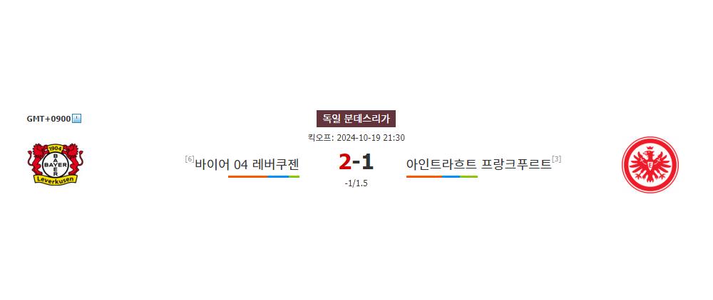 분데스리가 2024-10-19 21:30 바이어 04 레버쿠젠 vs 아인트라흐트 프랑크푸르트: 챔피언의 저력 vs 공격의 힘