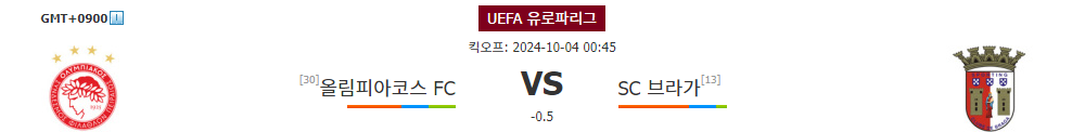 UEFA 유로파리그 2024-10-04 00:45 올림피아코스 FC vs SC 브라가: 승부를 가를 뜨거운 승부 예상