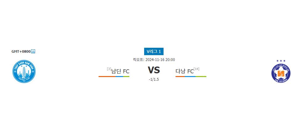 V리그 1: 남딘 FC vs 다낭 FC - 11월 16일 경기 승리 예측 및 분석